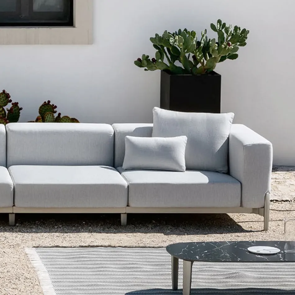 Divano da Giardino 3 Posti con Chaise Longue in Alluminio e Tessuto - Filomena Viadurini