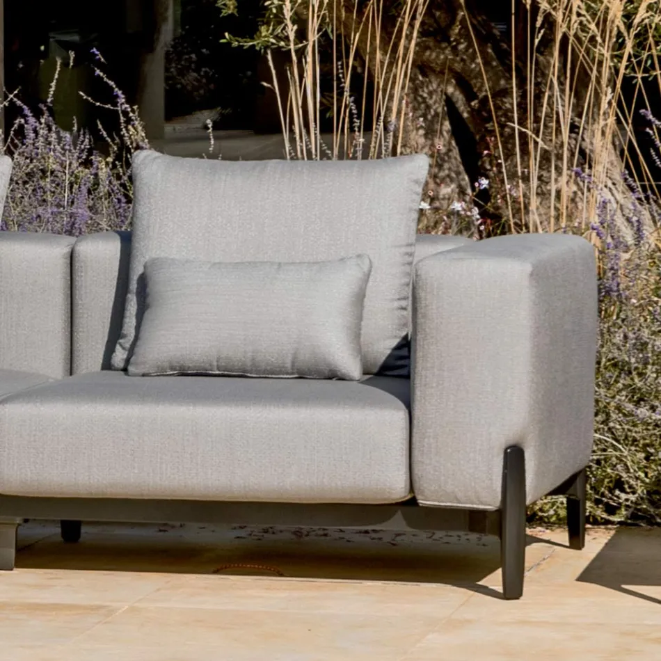 Divano da Giardino 3 Posti con Chaise Longue in Alluminio e Tessuto - Filomena Viadurini
