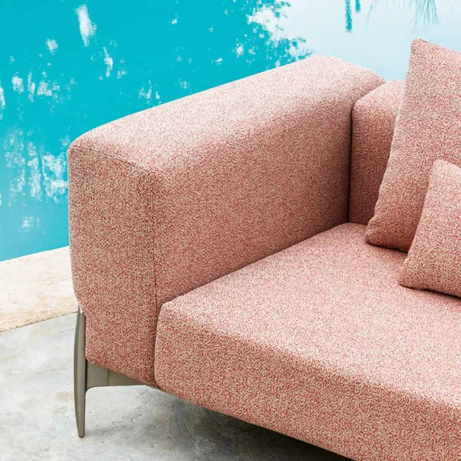 Divano da Giardino 3 Posti con Chaise Longue in Alluminio e Tessuto - Filomena Viadurini