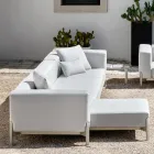 Divano da Giardino 3 Posti con Chaise Longue in Alluminio e Tessuto - Filomena Viadurini