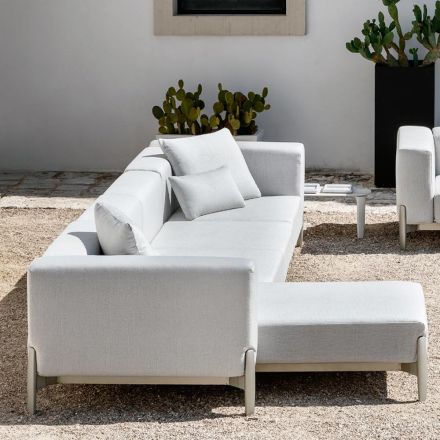 Divano da Giardino 3 Posti con Chaise Longue in Alluminio e Tessuto - Filomena Viadurini