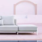 Divano da Giardino 3 Posti con Pouf di Lusso in Alluminio e Tessuto - Filomena Viadurini