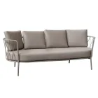 Divano da Giardino 3 Posti Cuscini Inclusi in Acciaio Made in Italy – Brienne Viadurini