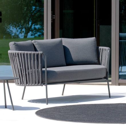 Divano da Giardino in Acciaio Inox e Schienale in Corda - Luxura Viadurini