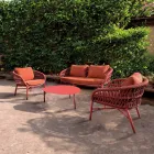 Divano da Giardino in Alluminio, Corda e Tessuto Marsala o Bianco - Brise Viadurini