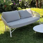 Divano da Giardino in Alluminio, Corda e Tessuto Marsala o Bianco - Brise Viadurini