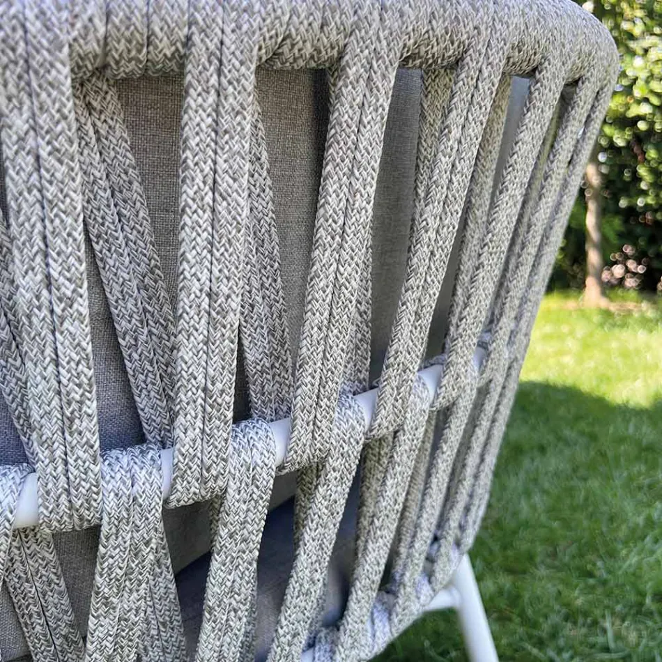Divano da Giardino in Alluminio, Corda e Tessuto Marsala o Bianco - Brise Viadurini