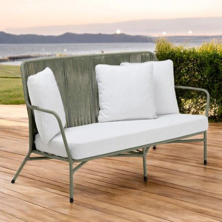 Divano da Giardino in Alluminio e Intreccio in Corda - Asteria Viadurini