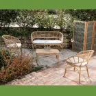 Divano da Giardino in Alluminio e Intreccio in Polyrattan e Cuscino - Ellide Viadurini