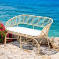 Divano da Giardino in Alluminio e Intreccio in Polyrattan e Cuscino - Ellide