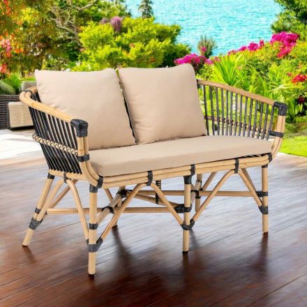 Divano da Giardino in Rattan Naturale con Cuscini Inclusi – Catelyn Viadurini