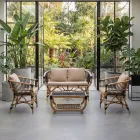 Divano da Giardino in Rattan Naturale con Cuscini Inclusi – Catelyn Viadurini