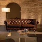 Divano da Salotto da 2 o 3 Posti in Cuoio Vintage Effetto Invecchiato - Timbro Viadurini