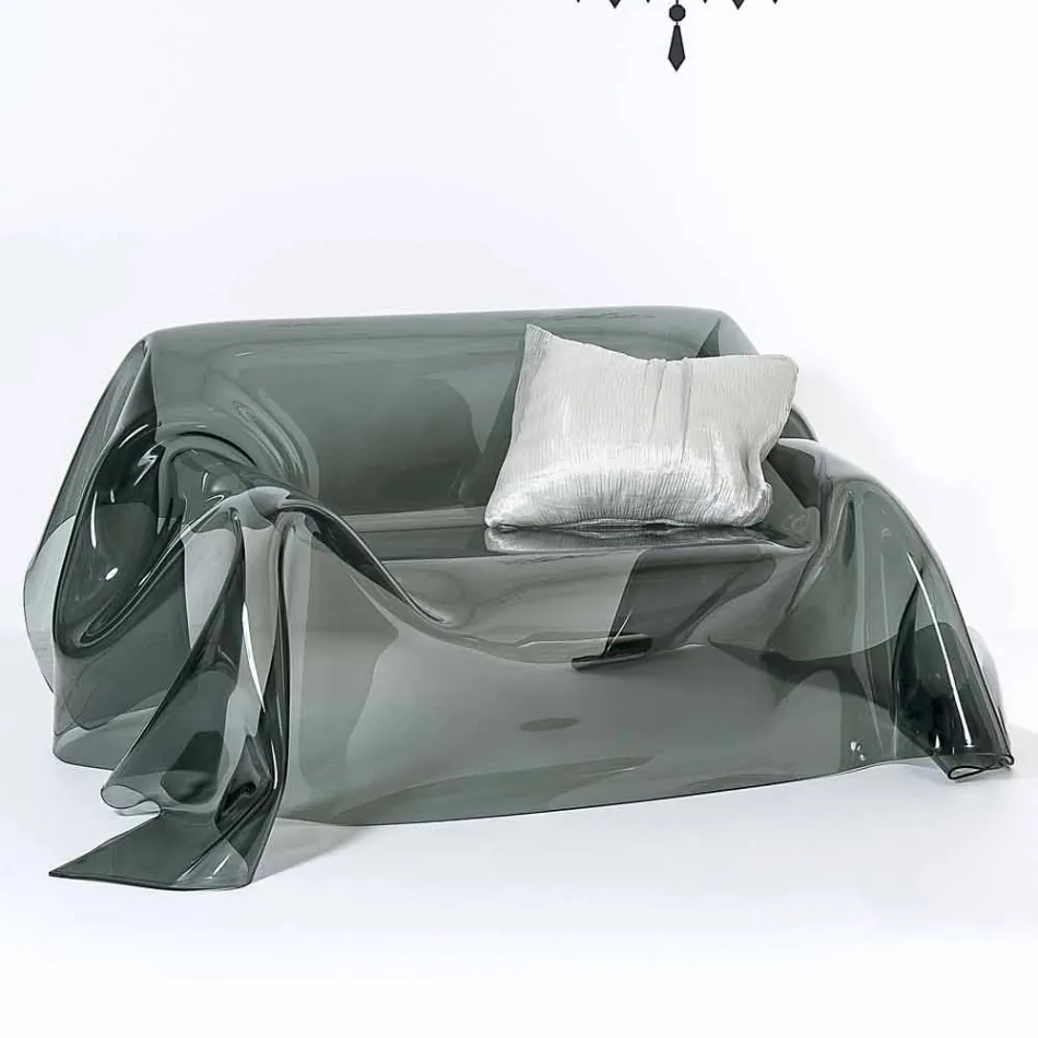 Divano dal design moderno in plexiglass fumè Jolly, made in Italy Viadurini