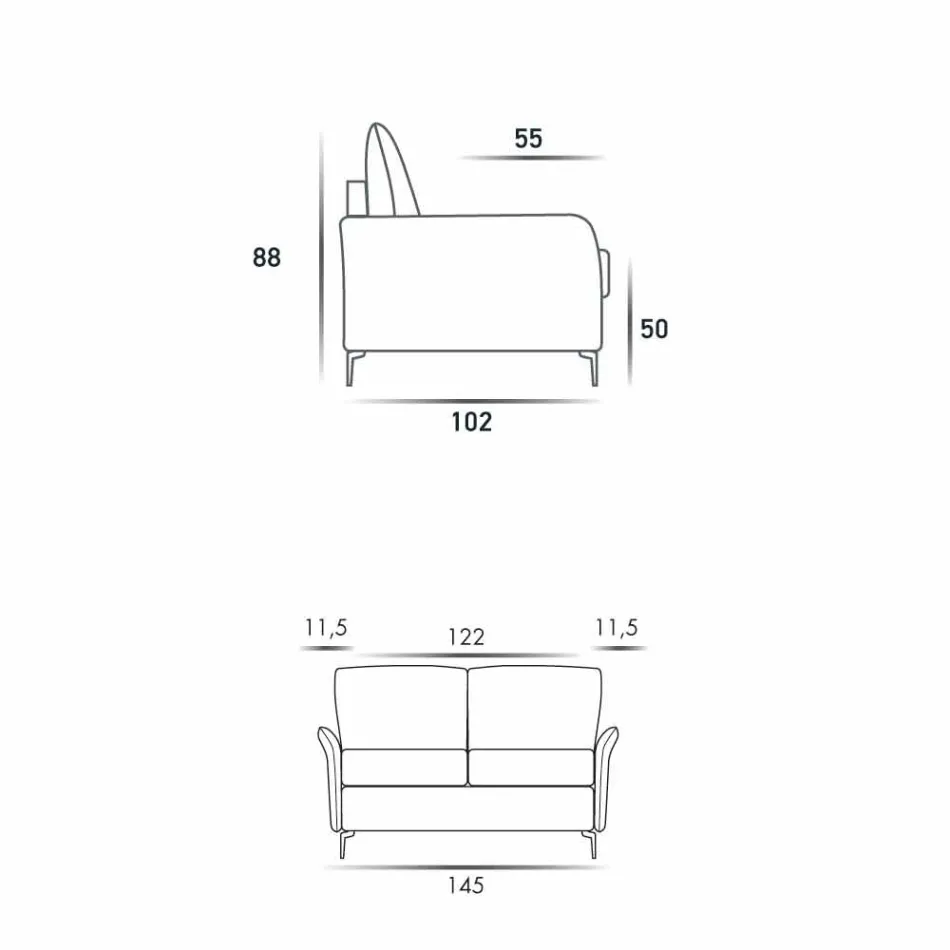 Divano due posti design moderno L.145 cm ecopelle/tessuto Erica Viadurini