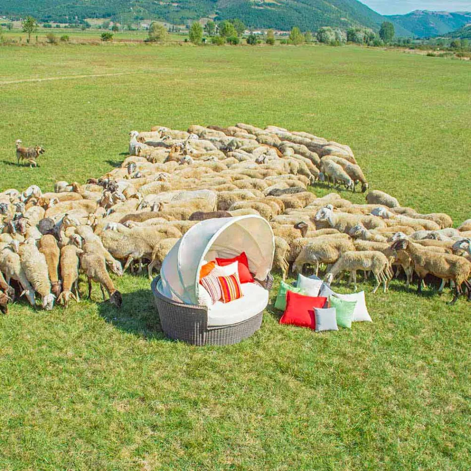 Divano isola relax da giardino con intreccio fatto a mano Hector, design moderno Viadurini