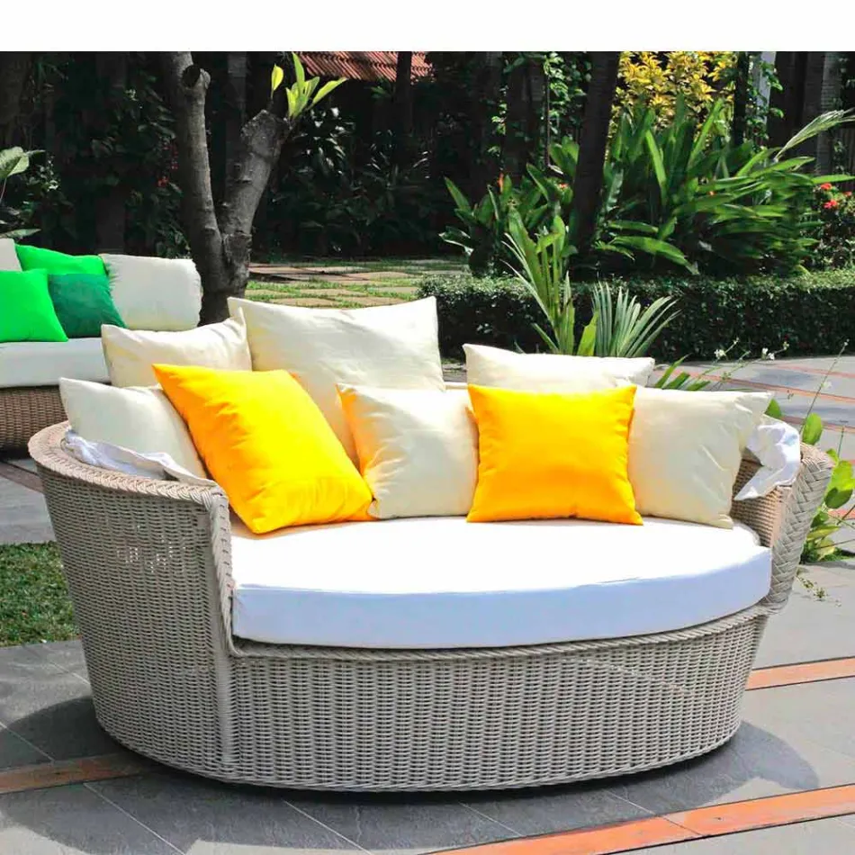 Divano isola relax da giardino con intreccio fatto a mano Hector, design moderno Viadurini