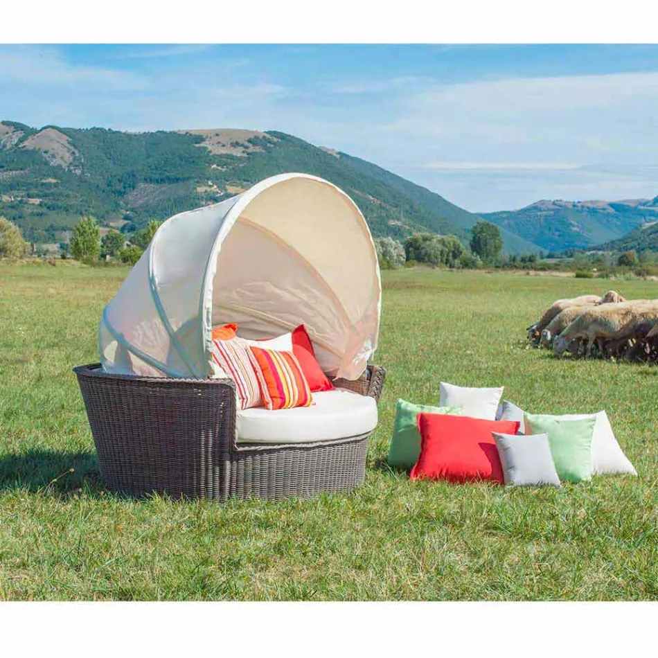 Divano isola relax da giardino con intreccio fatto a mano Hector, design moderno Viadurini