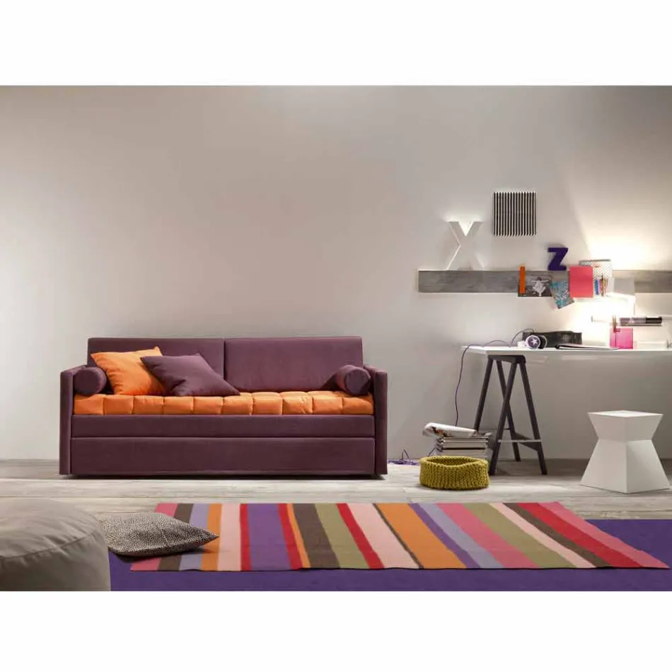 Divano Letto a Castello di Design Rivestito in Tessuto Made in Italy - Gretel Viadurini