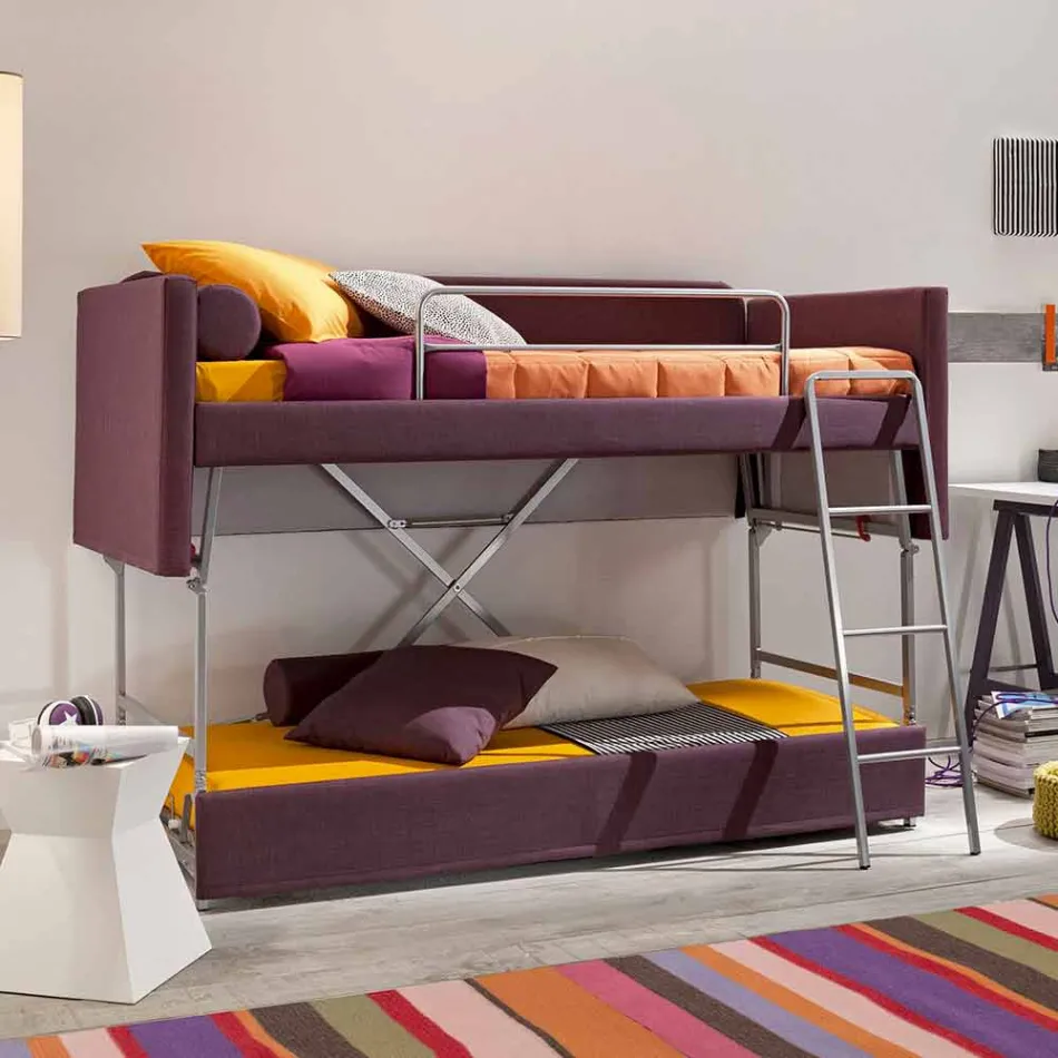 Divano Letto a Castello di Design Rivestito in Tessuto Made in Italy - Gretel Viadurini