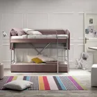 Divano Letto a Castello Moderno in Tessuto Marrone Realizzato in Italia - Pont Viadurini