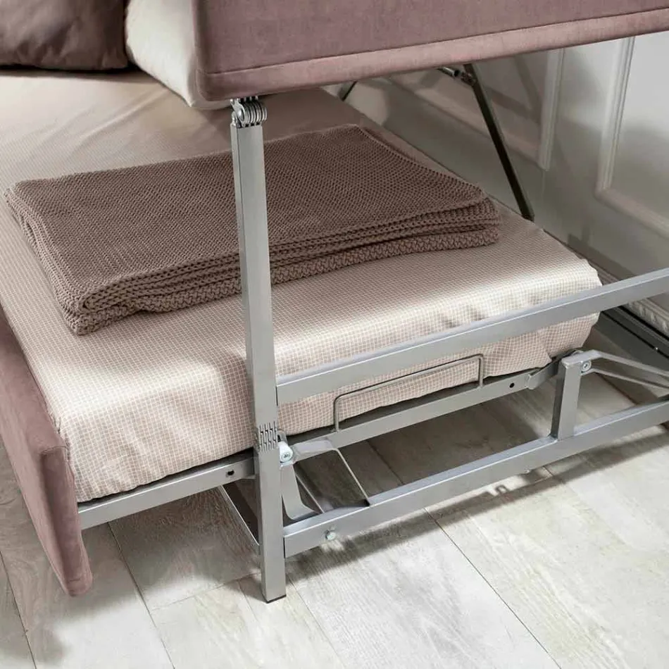Divano Letto a Castello Moderno in Tessuto Marrone Realizzato in Italia - Pont Viadurini