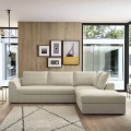 Divano Letto Angolare di Design in Tessuto Beige Realizzato in Italia - Ortensia