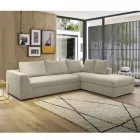 Divano Letto Angolare di Design in Tessuto Beige Realizzato in Italia - Ortensia Viadurini