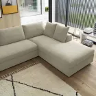 Divano Letto Angolare di Design in Tessuto Beige Realizzato in Italia - Ortensia Viadurini