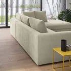 Divano Letto Angolare di Design in Tessuto Beige Realizzato in Italia - Ortensia Viadurini