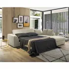 Divano Letto Angolare di Design in Tessuto Beige Realizzato in Italia - Ortensia Viadurini