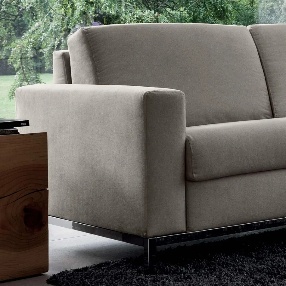 Divano Letto con Penisola in Metallo e Poliuretano Made in Italy - Folle Viadurini
