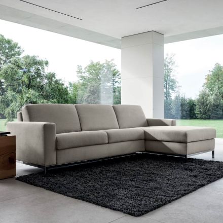 Divano Letto con Penisola in Metallo e Poliuretano Made in Italy - Folle Viadurini
