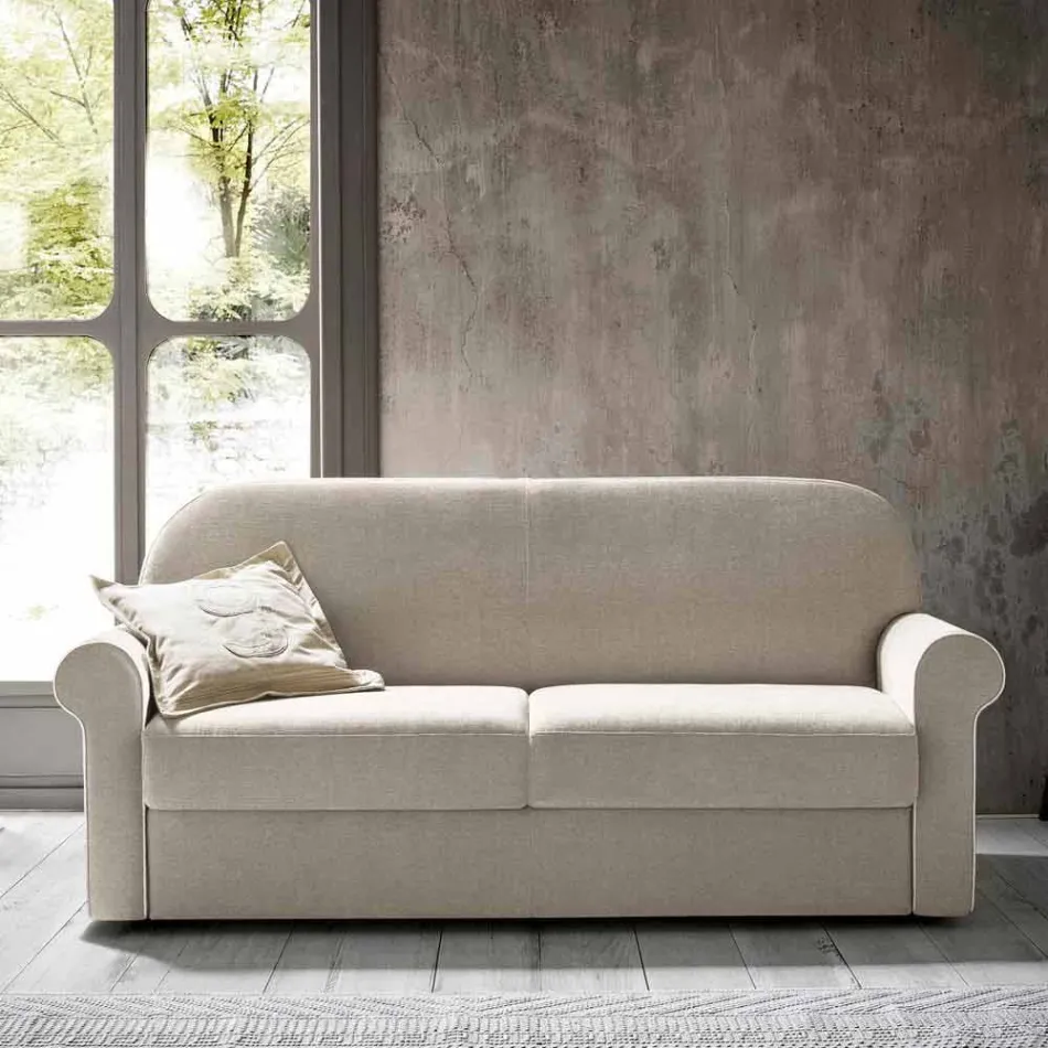 Divano Letto Matrimoniale in Tessuto di Design Realizzato in Italia - Anemone Viadurini