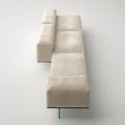 Divano Modulare Moderno con Base in Vetro di Design Made in Italy - Saphir Viadurini