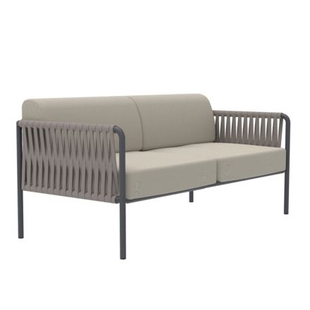 Divano Outdoor in Acciaio e Corda Varie Misure con Cuscini Made in Italy – Helga Viadurini