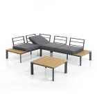 Divano Trasformabile in Chaise Longue con Schienale Regolabile e Tavolino - Finir Viadurini