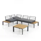 Divano Trasformabile in Chaise Longue con Schienale Regolabile e Tavolino - Finir Viadurini