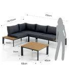 Divano Trasformabile in Chaise Longue con Schienale Regolabile e Tavolino - Finir Viadurini