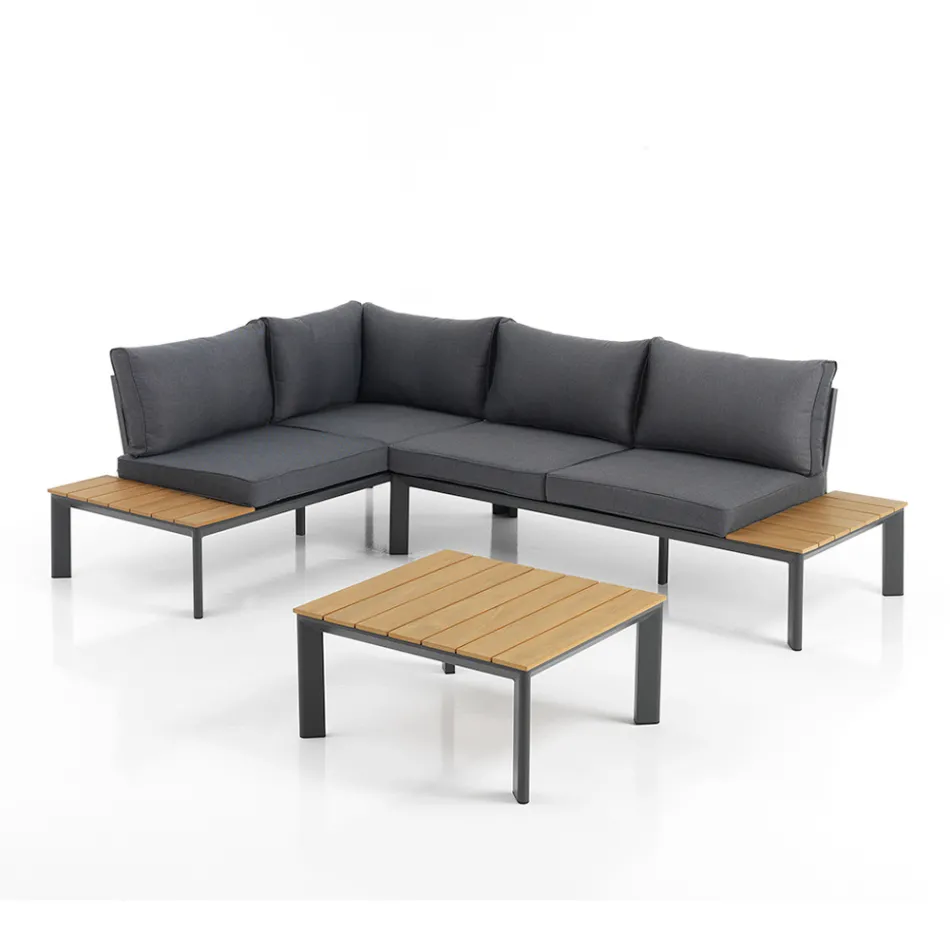 Divano Trasformabile in Chaise Longue con Schienale Regolabile e Tavolino - Finir Viadurini