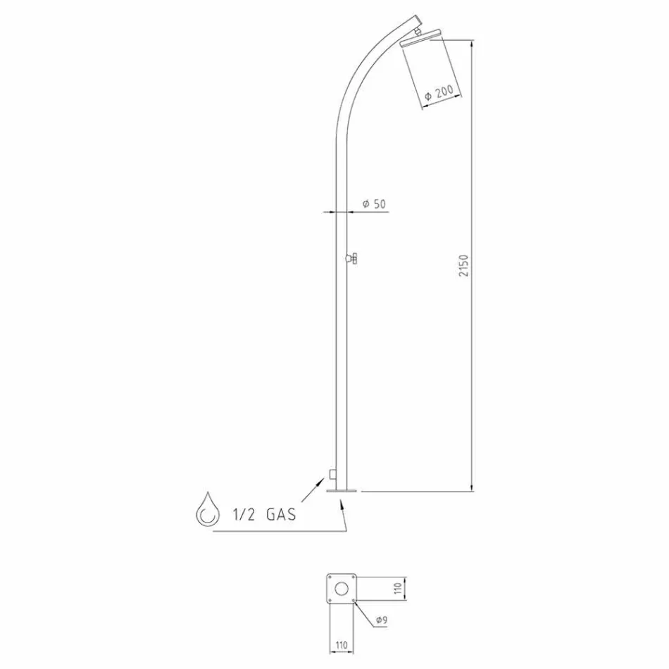Doccia da Esterno con Rubinetto a Vitone in Acciaio Inox Made in Italy - Yuki Viadurini