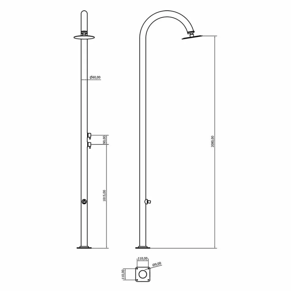 Doccia da Giardino Cromata in Acciaio Inox con Lavapiedi Made in Italy - Marlen Viadurini