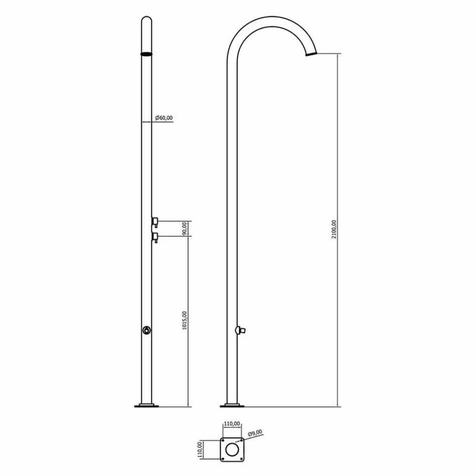 Doccia da Giardino Cromata in Acciaio Inox con Lavapiedi Made in Italy - Marlen Viadurini
