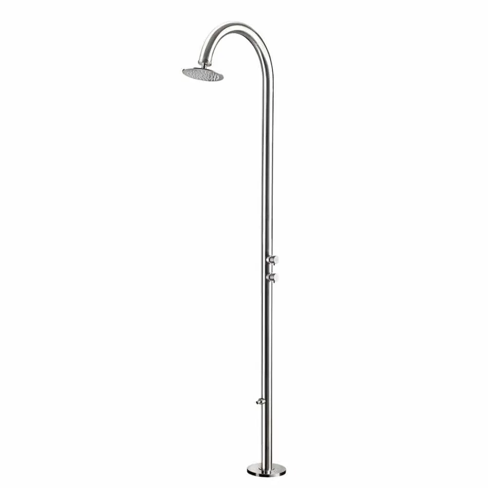 Doccia da Giardino Cromata in Acciaio Inox con Lavapiedi Made in Italy - Marlen Viadurini