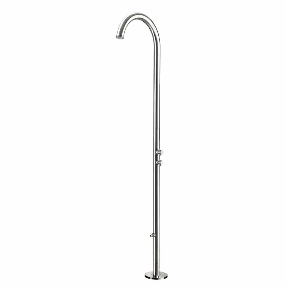 Doccia da Giardino Cromata in Acciaio Inox con Lavapiedi Made in Italy - Marlen Viadurini