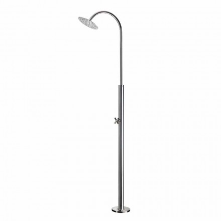Doccia da Giardino in Acciaio Inox con Soffione Rotondo Made in Italy - Norton Viadurini
