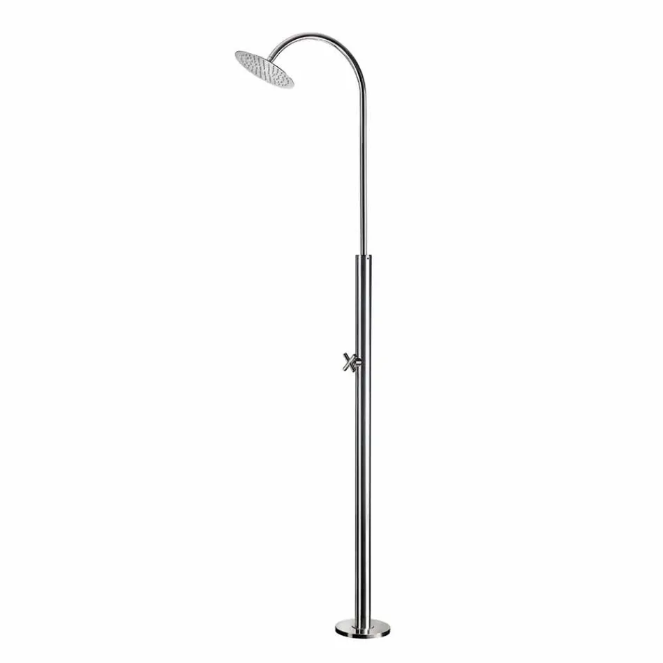 Doccia da Giardino in Acciaio Inox con Soffione Rotondo Made in Italy - Norton Viadurini