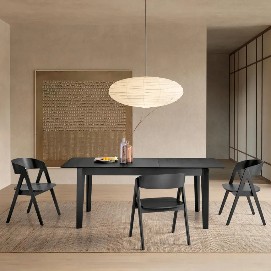 Due Sedie con Finitura Effetto Legno e Schienale Curvato in Due Colori - Vesta Viadurini