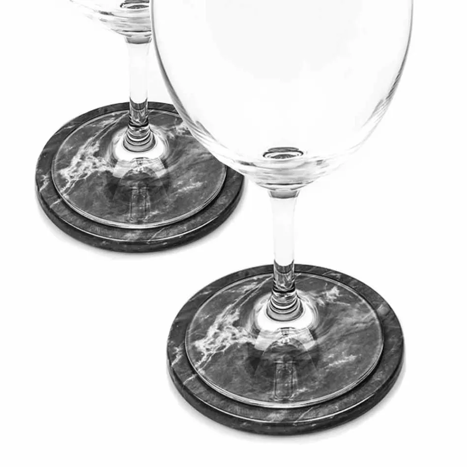 Due Sottobicchieri in Marmo Bianco e Grigio con Sughero Made in Italy - Jessa Viadurini