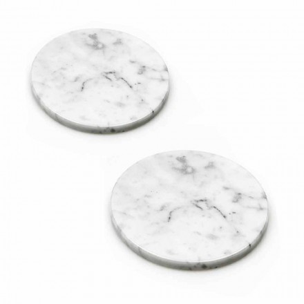 Due Sottobicchieri in Marmo Bianco e Grigio con Sughero Made in Italy - Jessa Viadurini